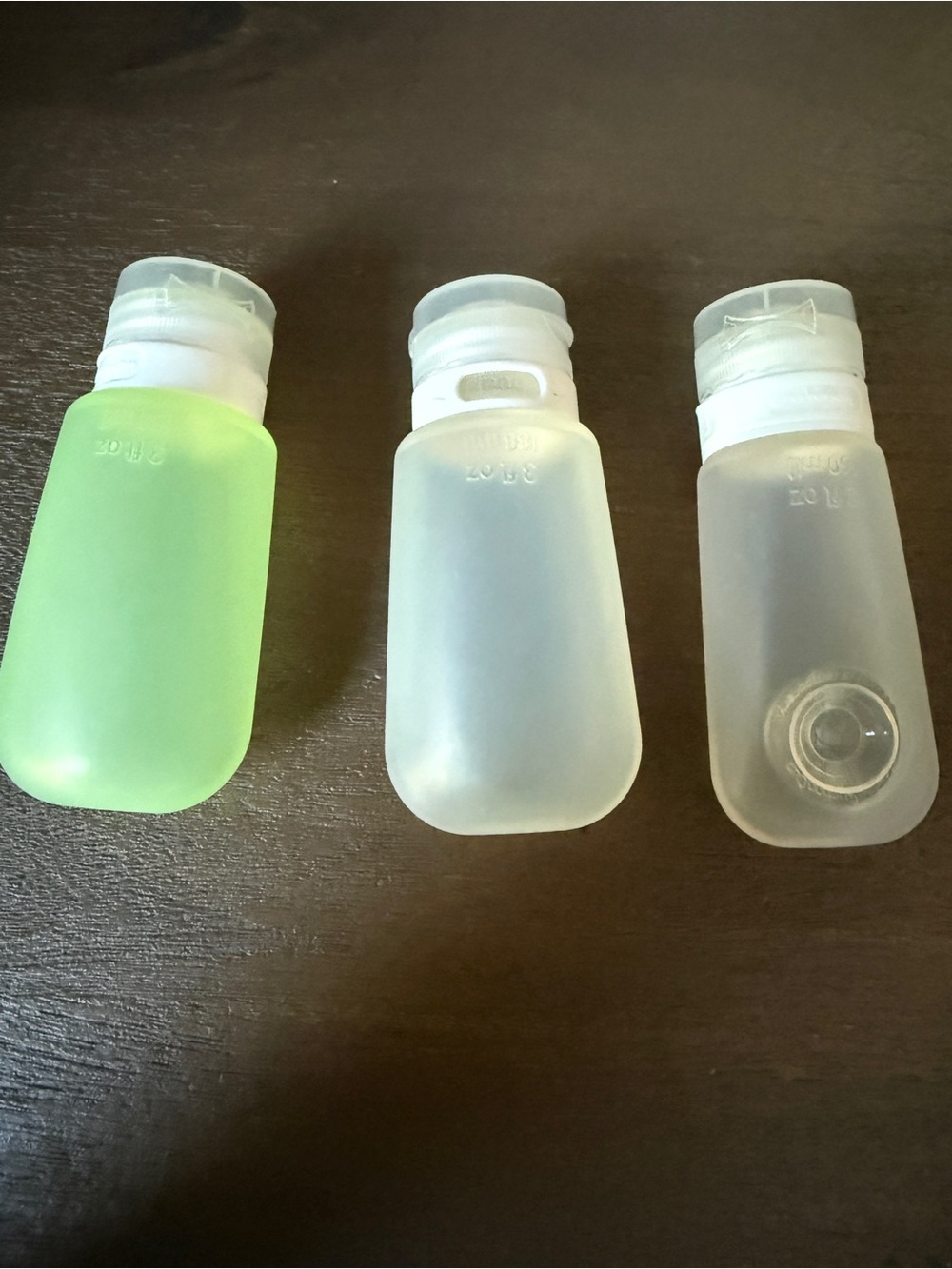 Reusable Silicone Travel Bottles - Set of 3 (Green + Frosted)